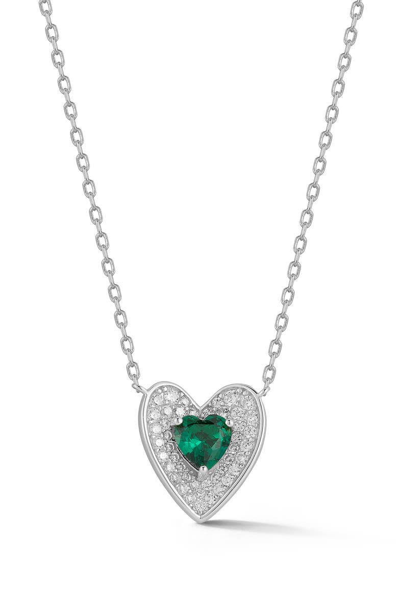SPHERA MILANO Double Heart CZ Pendant Necklace, Main, color, Silver