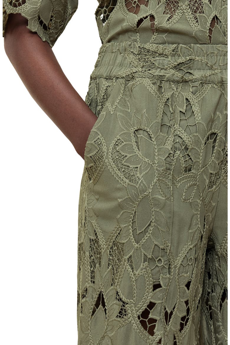 Charli Embroidered Wide Leg Pants, Alternate, color, MERMAID GREEN