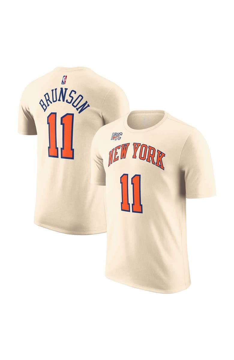 Nike Unisex Nike Jalen Brunson Cream New York Knicks 2025/26 City Edition Name & Number T-Shirt, Main, color, Cream