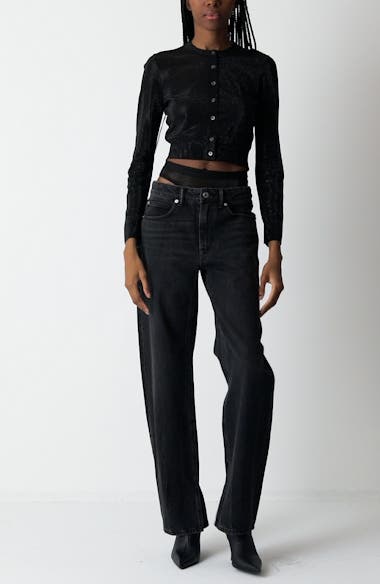 Alexander Wang Crystal Hotfix Crop Cardigan | Nordstrom
