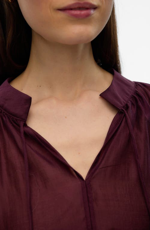 Vero Moda Jenna Split Neck Top In Burgundy