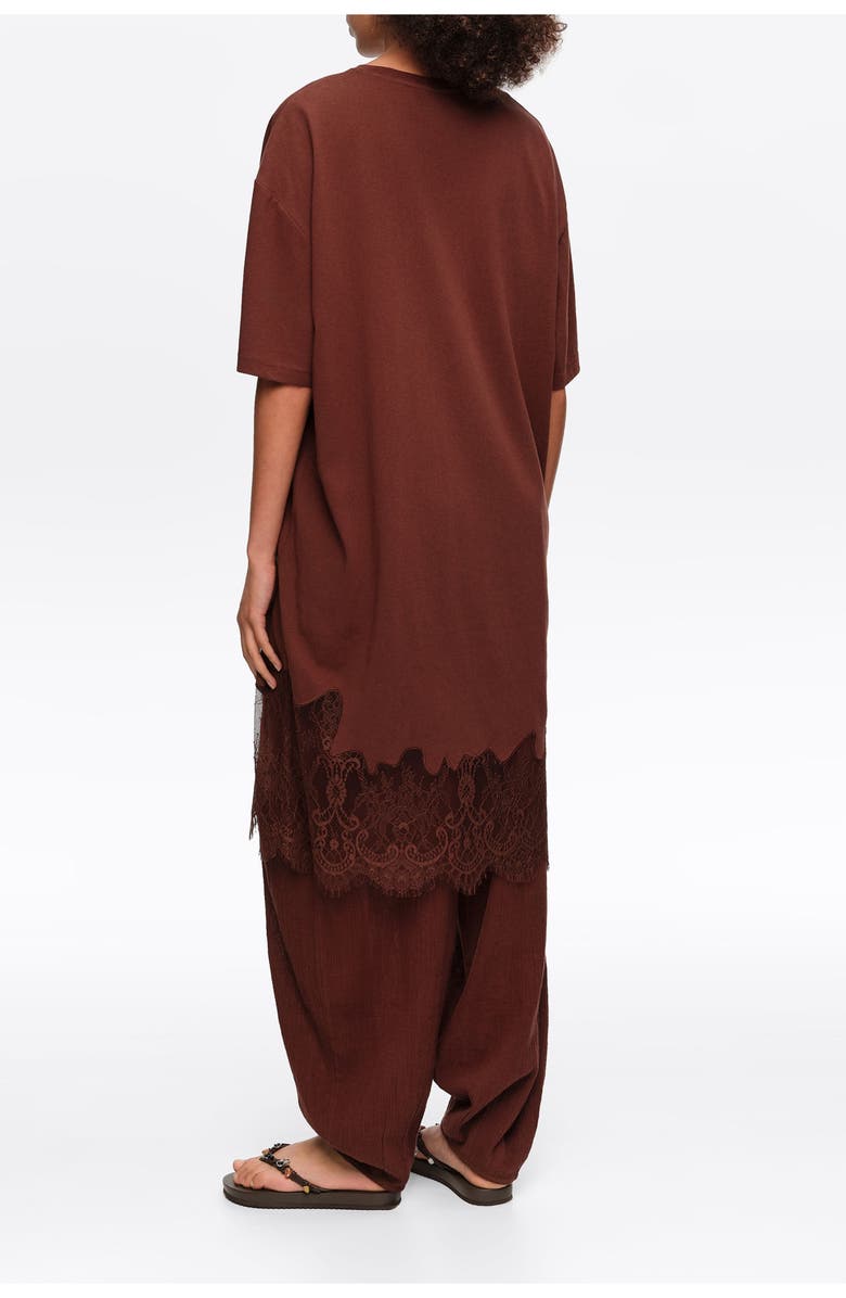 Bimba y Lola Short Lace T-Shirt Dress, Alternate, color, Brown
