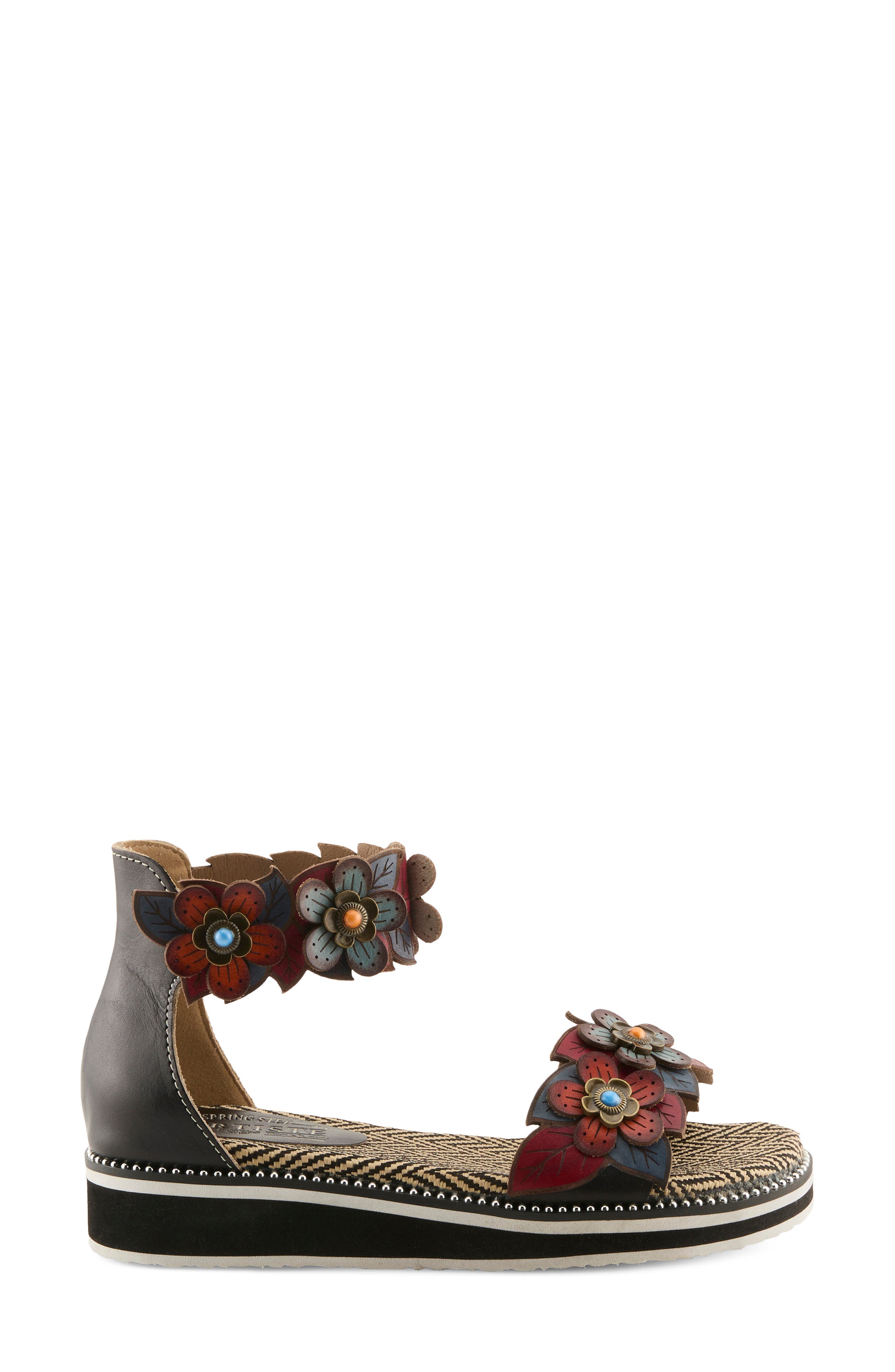 L'Artiste by Spring Step Cruzer Ankle Strap Sandal, Alternate, color, Black Multi