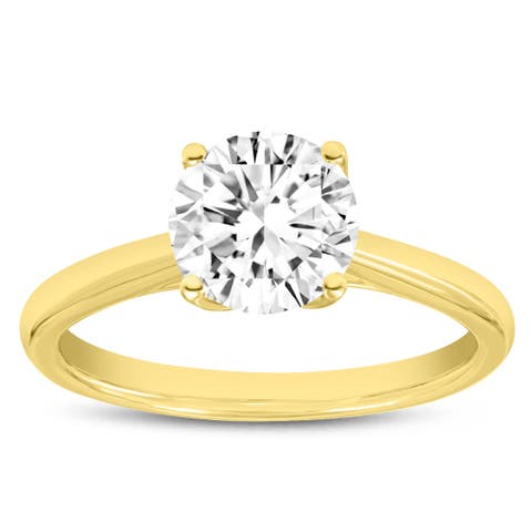 Nyra 14K Yellow Gold Round Lab Grown Diamond Classic Solitaire Engagement Ring - 1.5 ctw