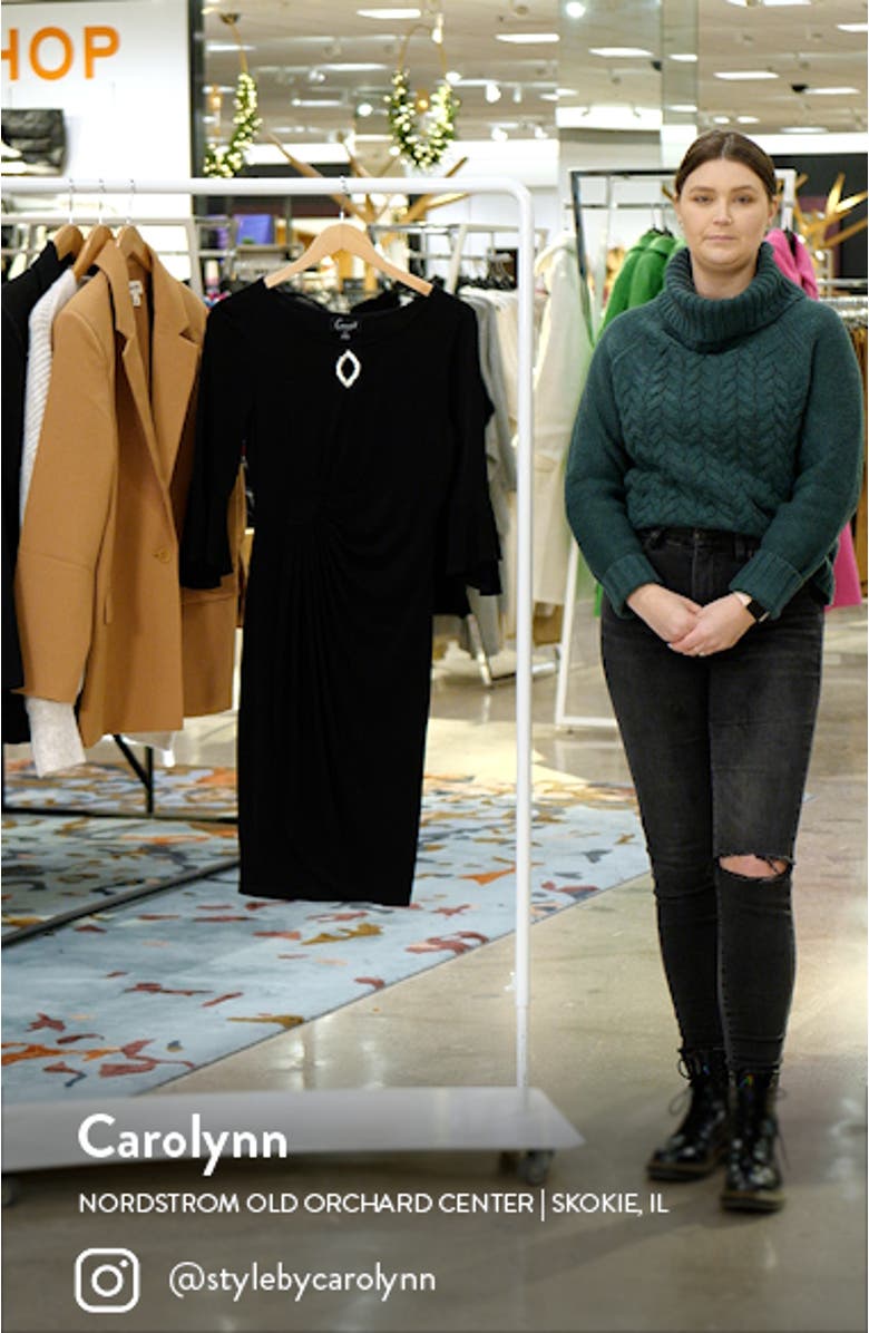 Bell Sleeve Faux Wrap Dress, sales video thumbnail