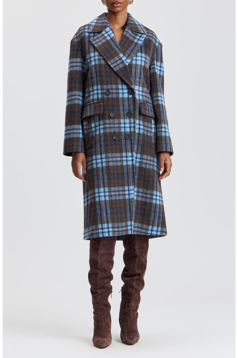 Plaid Walker Coat, Main, color, CHOCOLATE/ BLUE PLAID