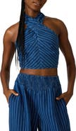 Steve Madden Winnie Stripe Cotton & Linen Crop Top