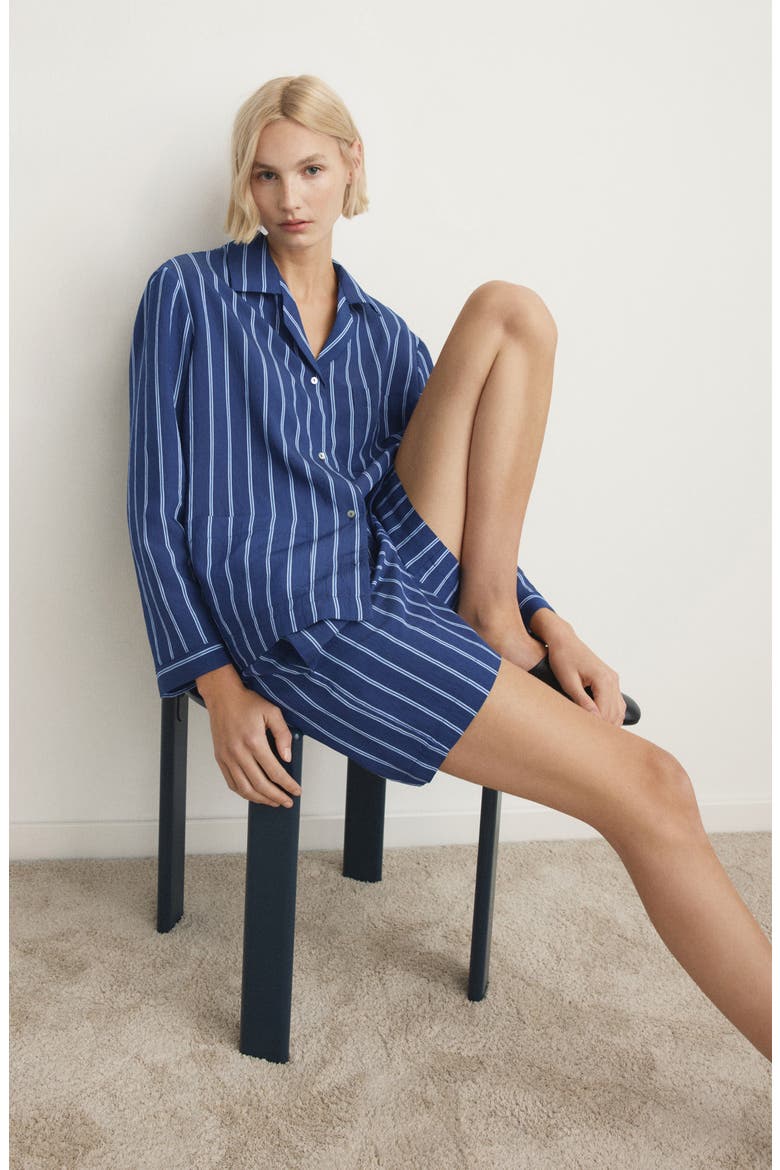 Stripe Pajama Shorts, Alternate, color, INDIGO BLUE