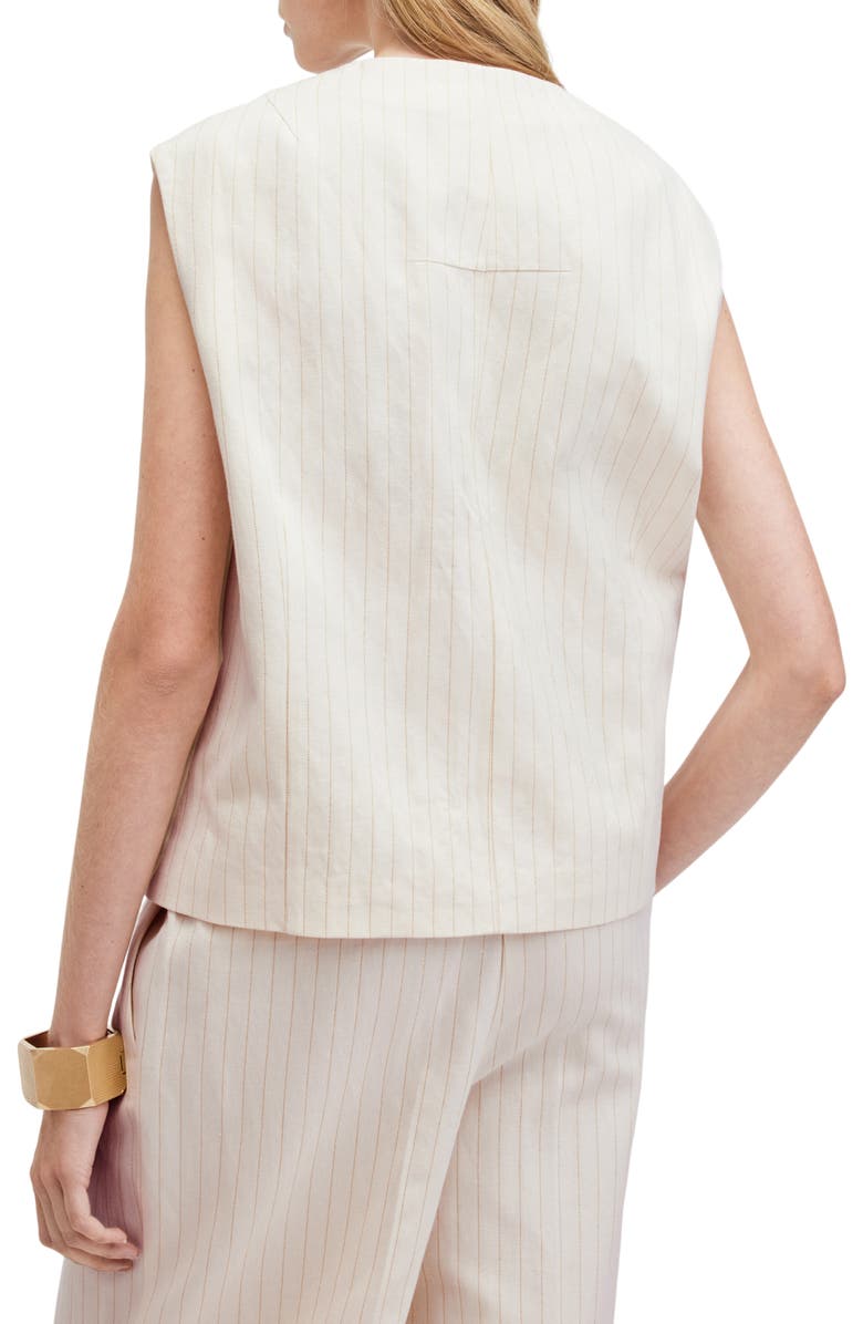 AllSaints Payton Pinstripe Vest, Alternate, color, Ivory White