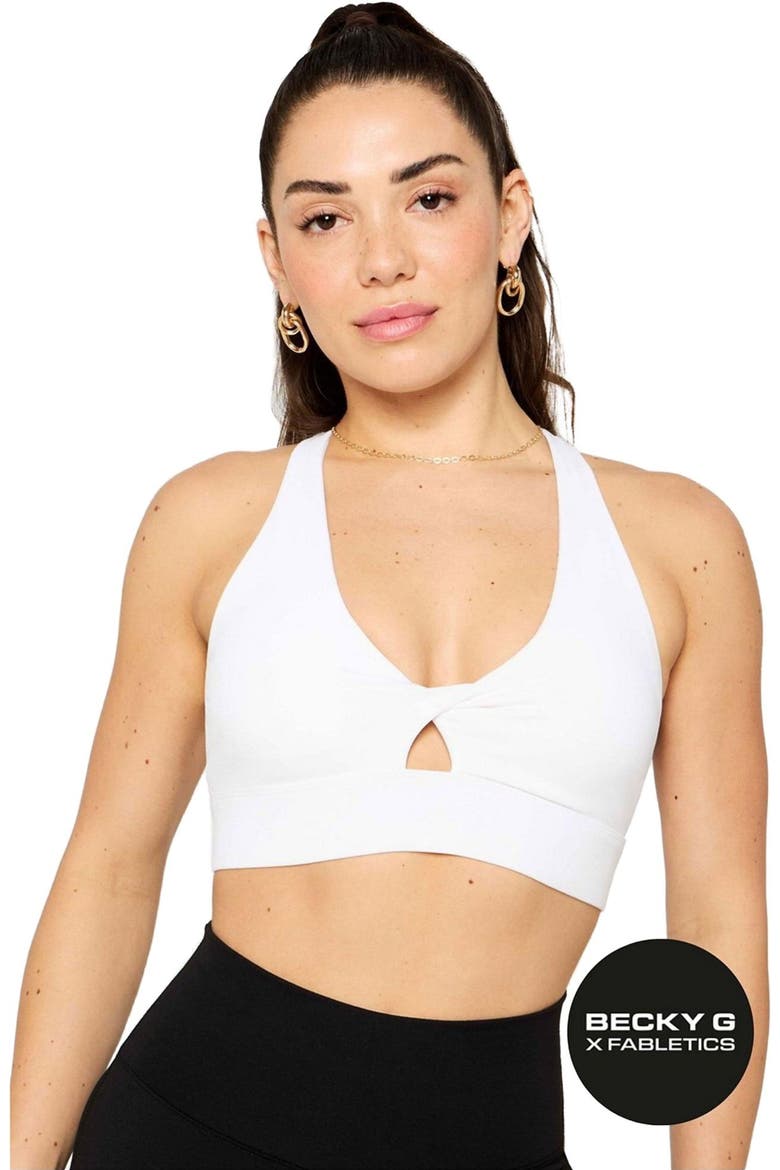 Women's Oasis Twist Medium Impact Sports Bra, Alternate, color, Classic White