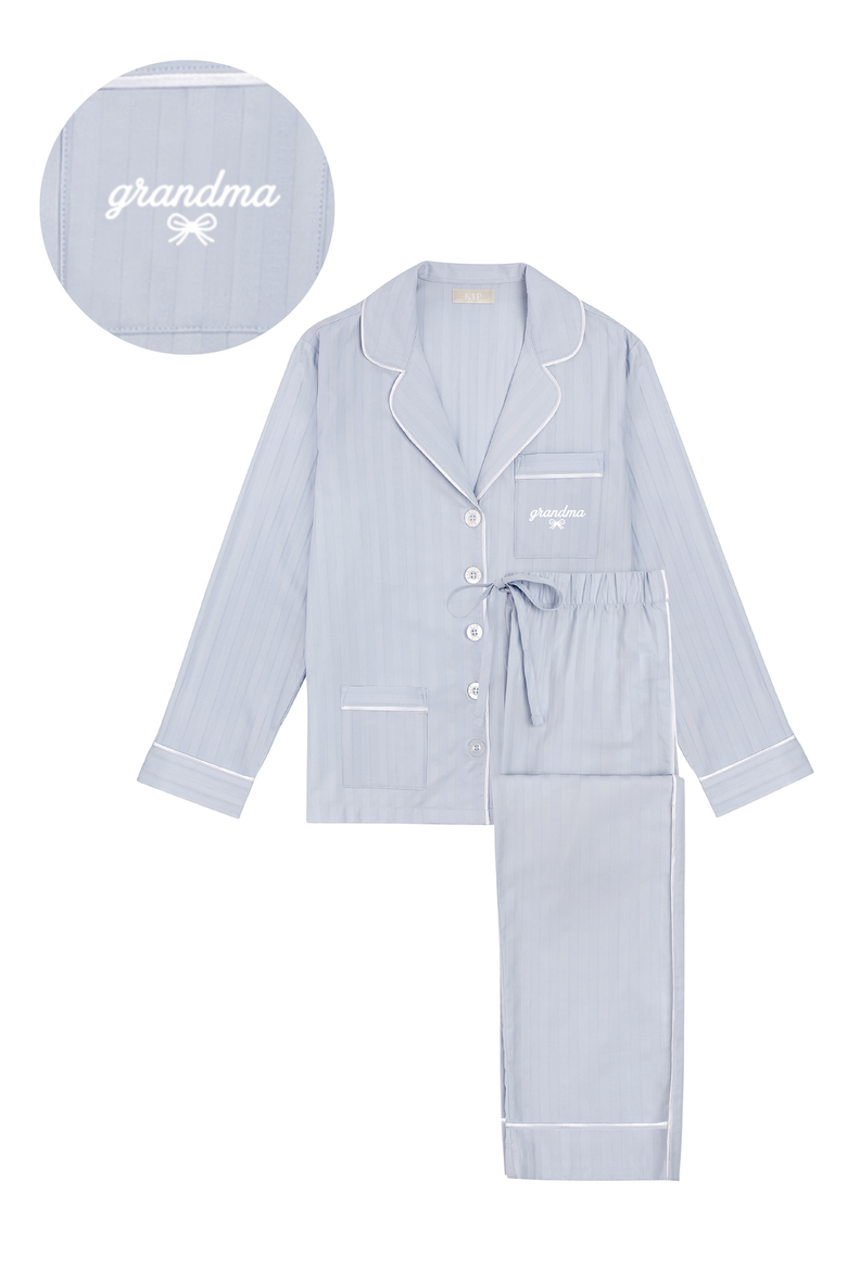 Grandma Cotton Pajama Set, Alternate, color, Mist Blue