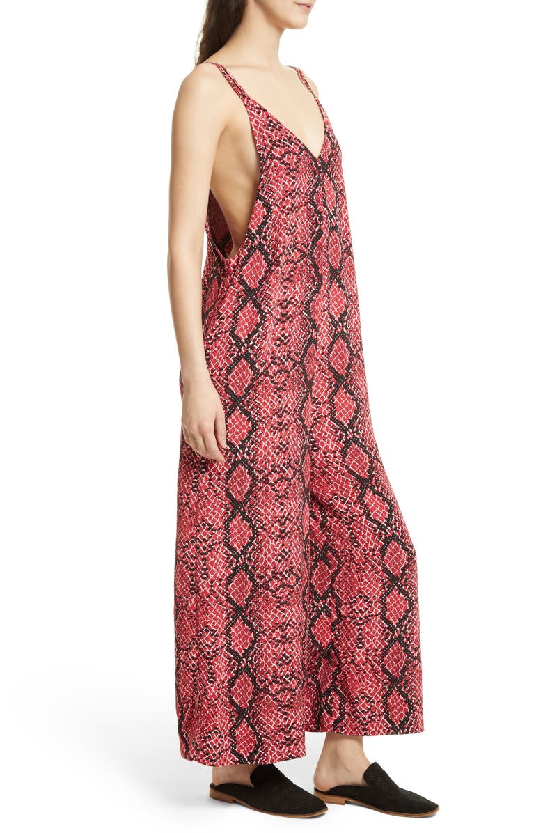 Free People Snake Print Jumpsuit, Alternate, color,