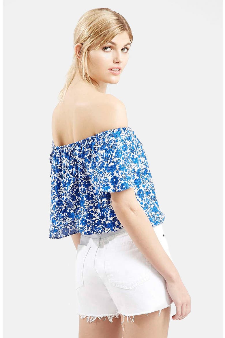 Floral Print Off the Shoulder Top, Alternate, color, BLUE MULTI