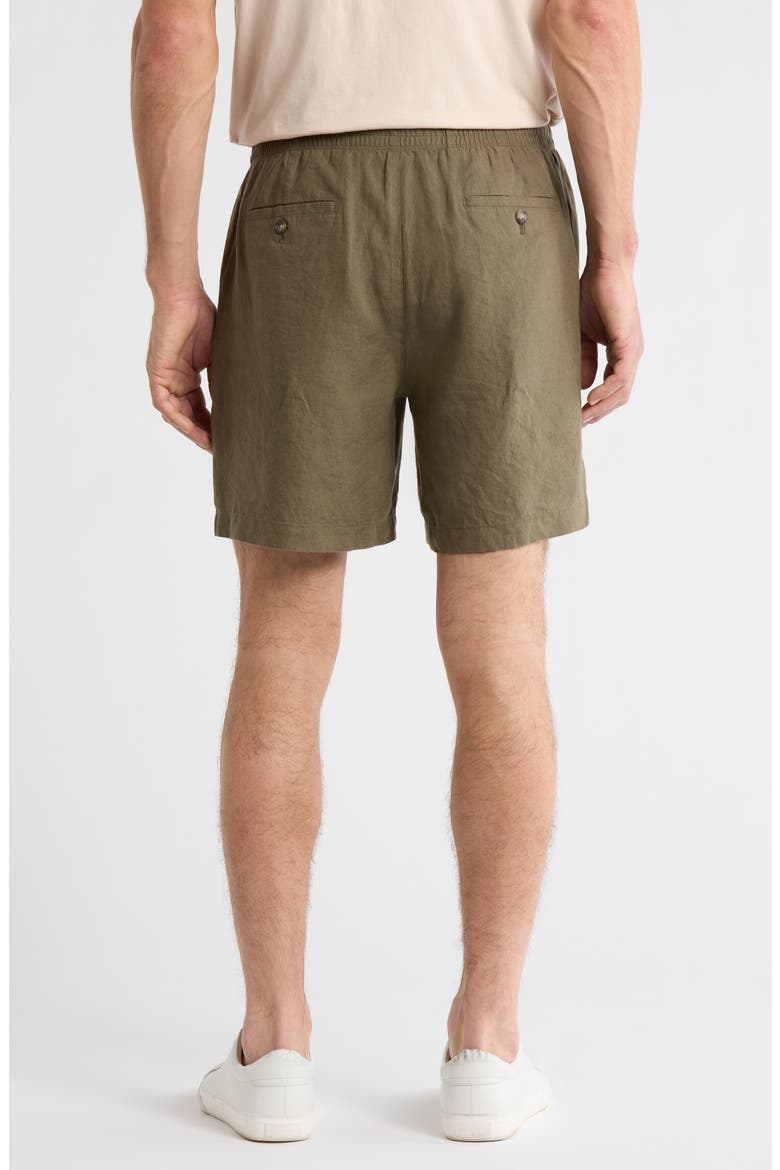 Flat Front Linen Shorts, Alternate, color, OLIVE TUNDRA