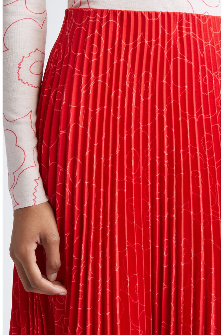 Myy Piirto Unikko Floral Pleated Midi Skirt, Alternate, color, RED BRIGHT RED