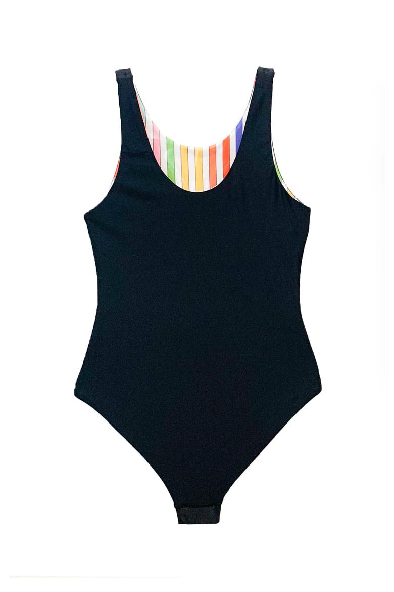 REVERSIBLE STRIPED ONE PIECE SWIMSUIT, Alternate, color, MULTICOLOR