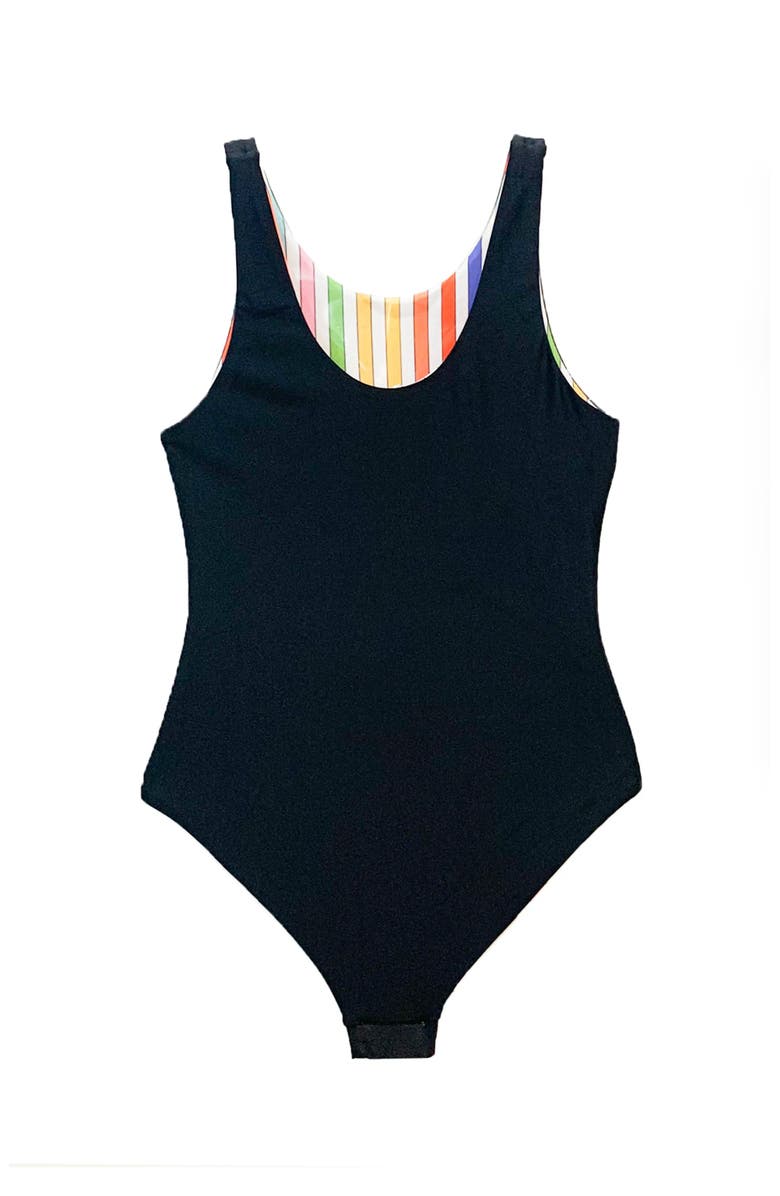 Limeapple REVERSIBLE STRIPED ONE PIECE SWIMSUIT, Alternate, color, Multicolor