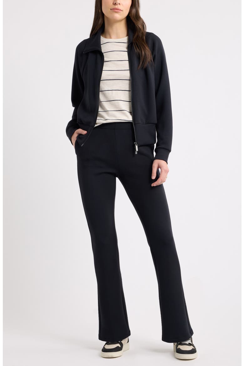 Flare Leg Scuba Pants, Alternate, color, BLACK