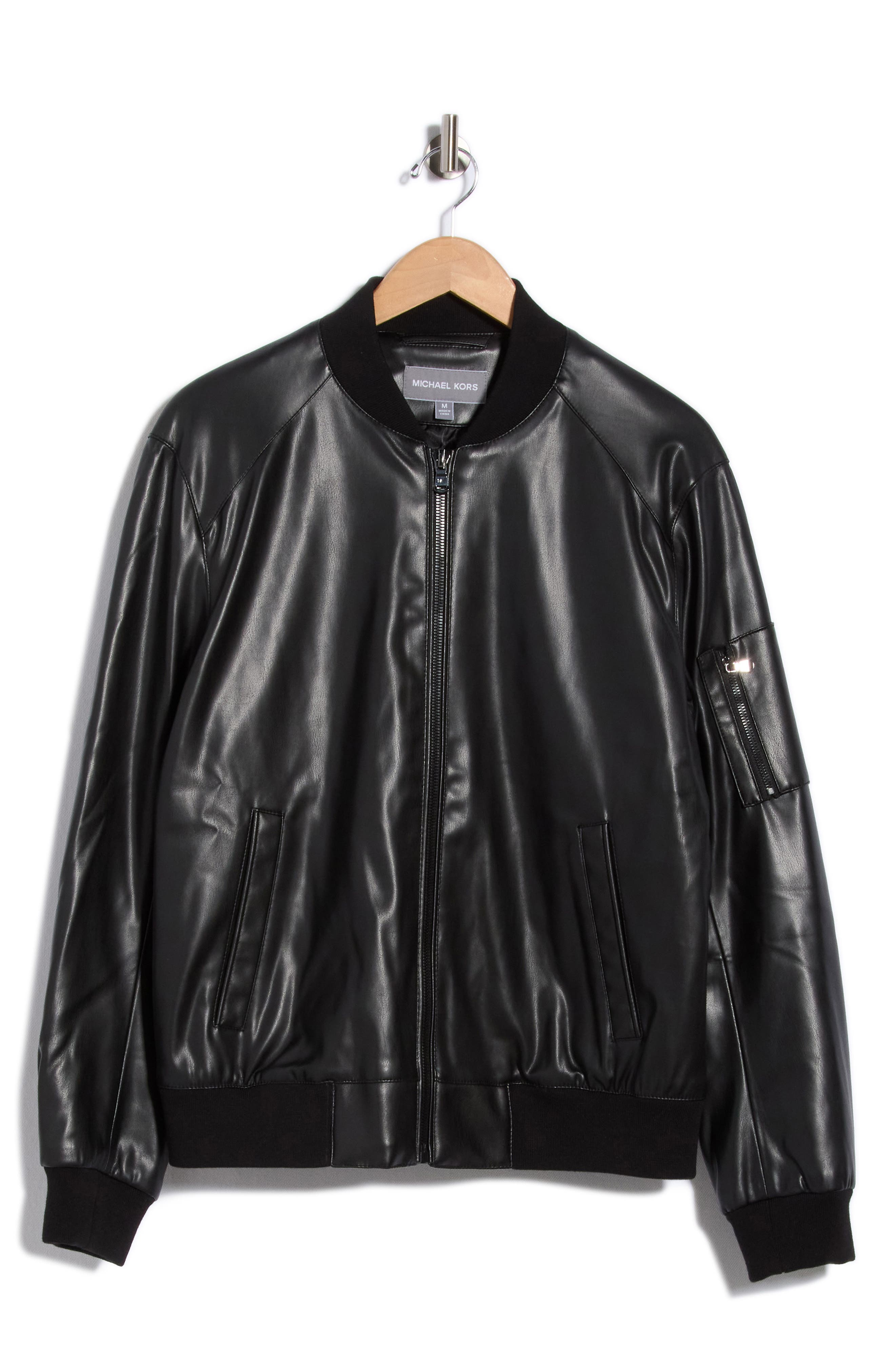 Faux Leather Bomber Jacket