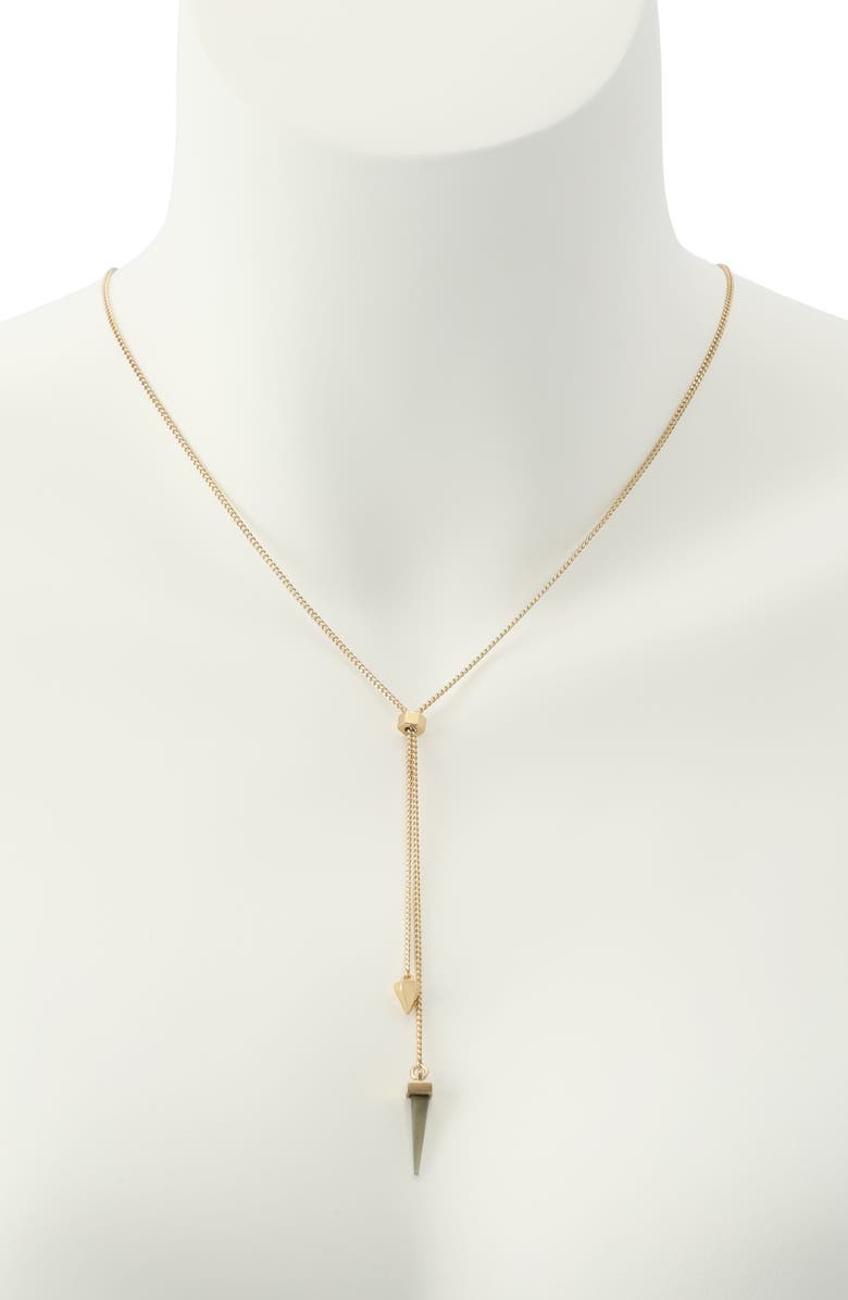 AllSaints Spike Lariat Necklace, Alternate, color, Shiny Gold