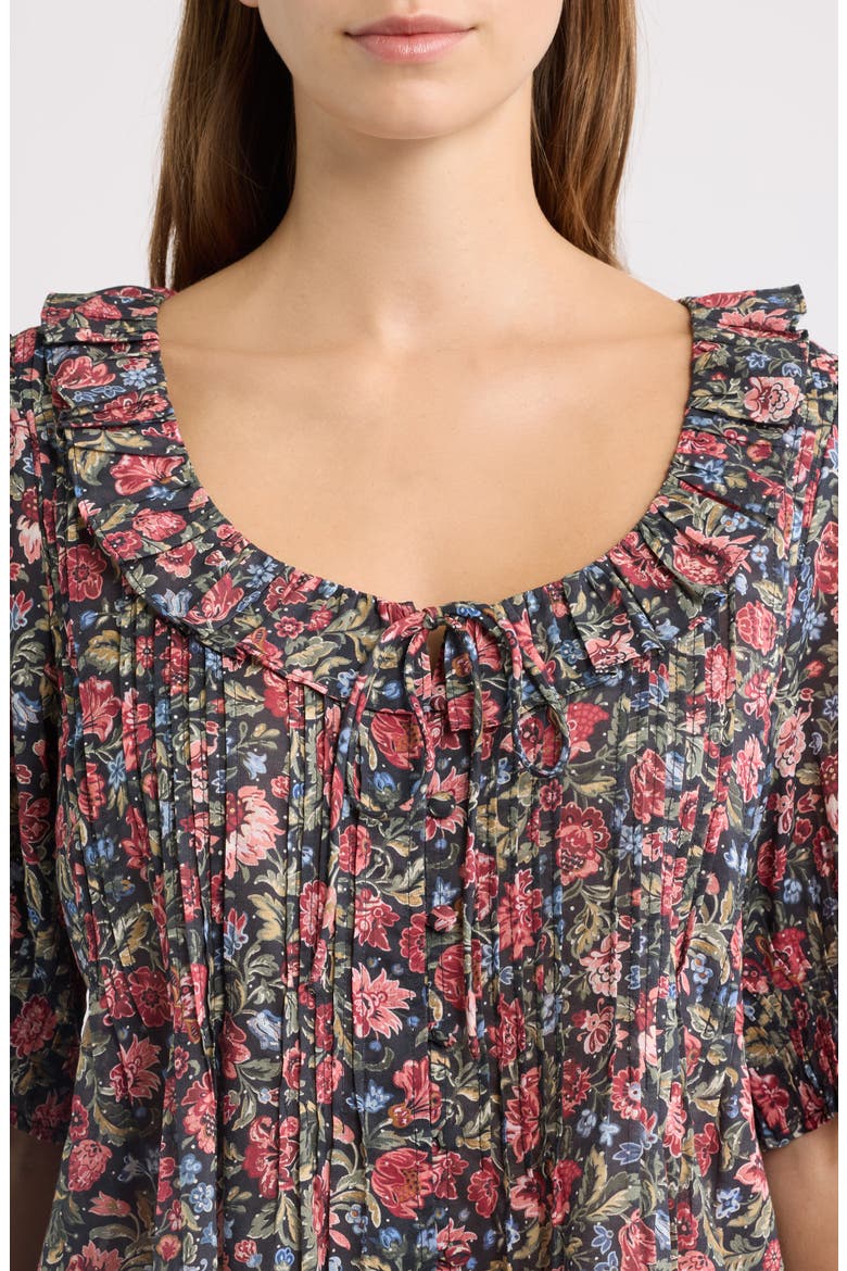Camri Ruffle Collar Top, Alternate, color, CHILTON FLORAL BLOCK