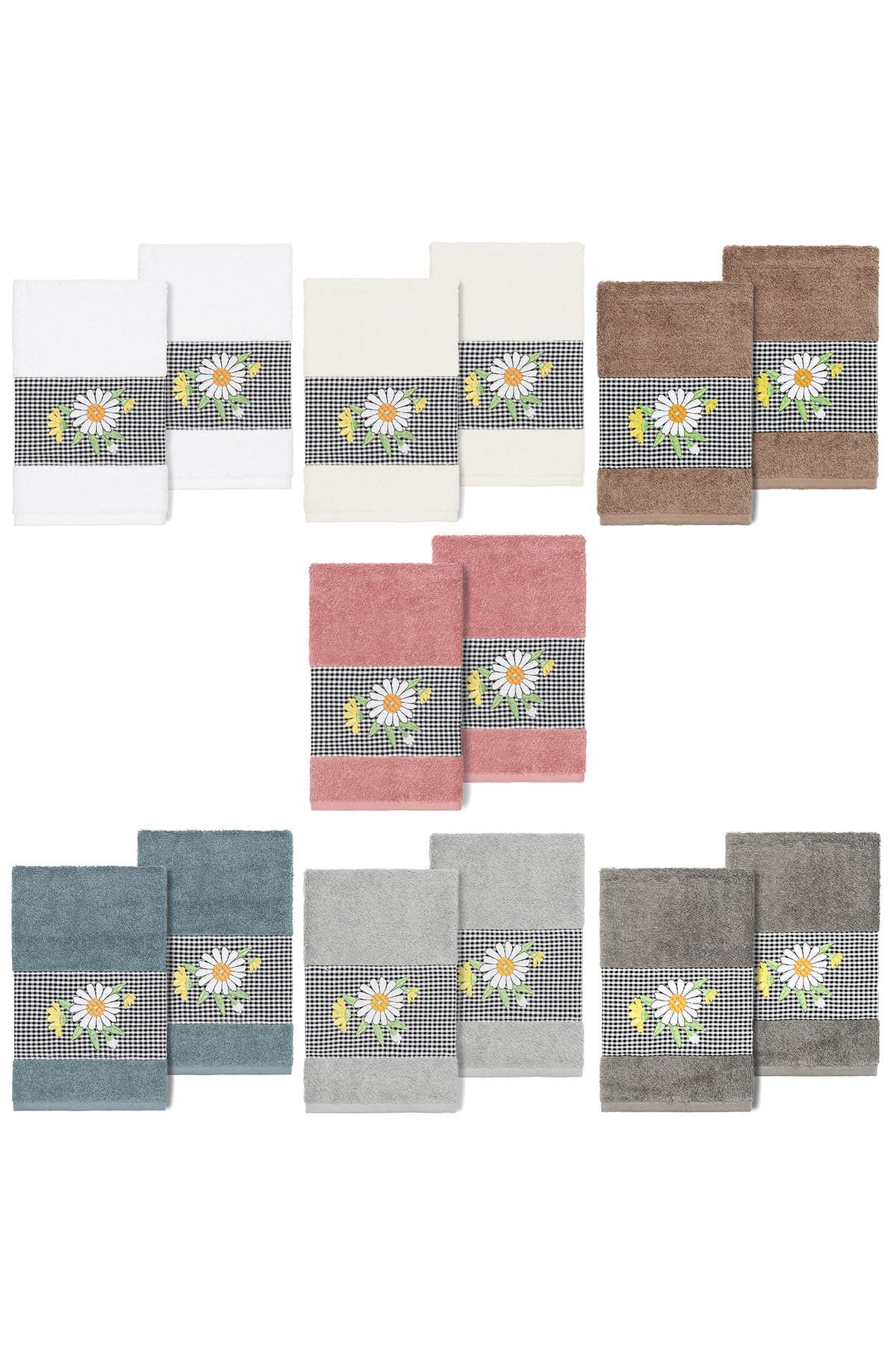 Linum Home Textiles Daisy Embellished Hand Towel - Set of 2 - Light ...