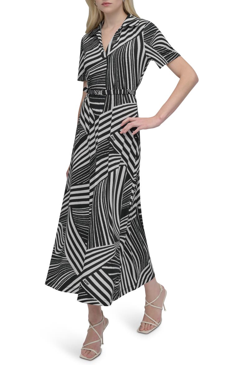Short Sleeve Belted Maxi Dress, Alternate, color, BLACK/ IVORY