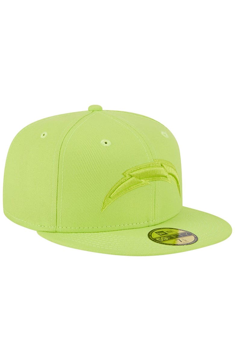 New Era Men's New Era Neon Green Los Angeles Chargers Color Pack Brights 59FIFTY Fitted Hat, Alternate, color, 