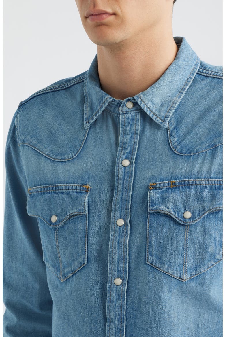 Denim Snap-Up Shirt, Alternate, color, LIGHT WASH