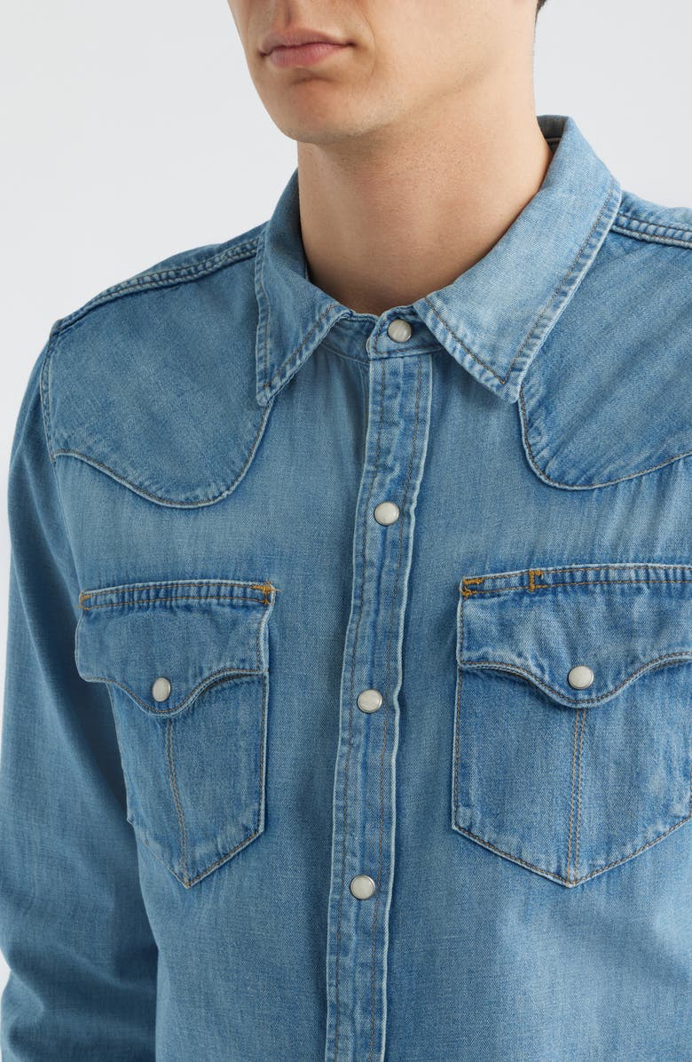 Tecovas Denim Snap-Up Shirt, Alternate, color, Light Wash
