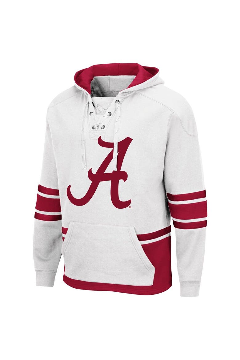 Men's Colosseum White Alabama Crimson Tide Lace Up 3.0 Pullover Hoodie, Alternate, color, White