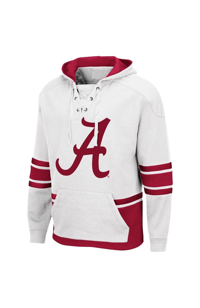 COLOSSEUM Men's Colosseum White Alabama Crimson Tide Lace Up 3.0 Pullover Hoodie, Alternate, color, 