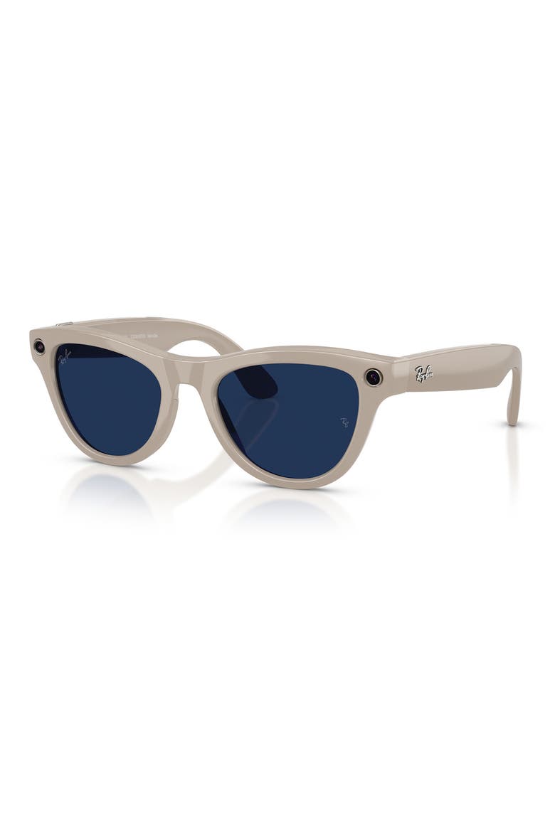 Meta Skyler Gen 2 52mm Cat Eye AI Sunglasses, Alternate, color, SHINY CHALKY GREY / TRANSITIONS SAPPHIRE