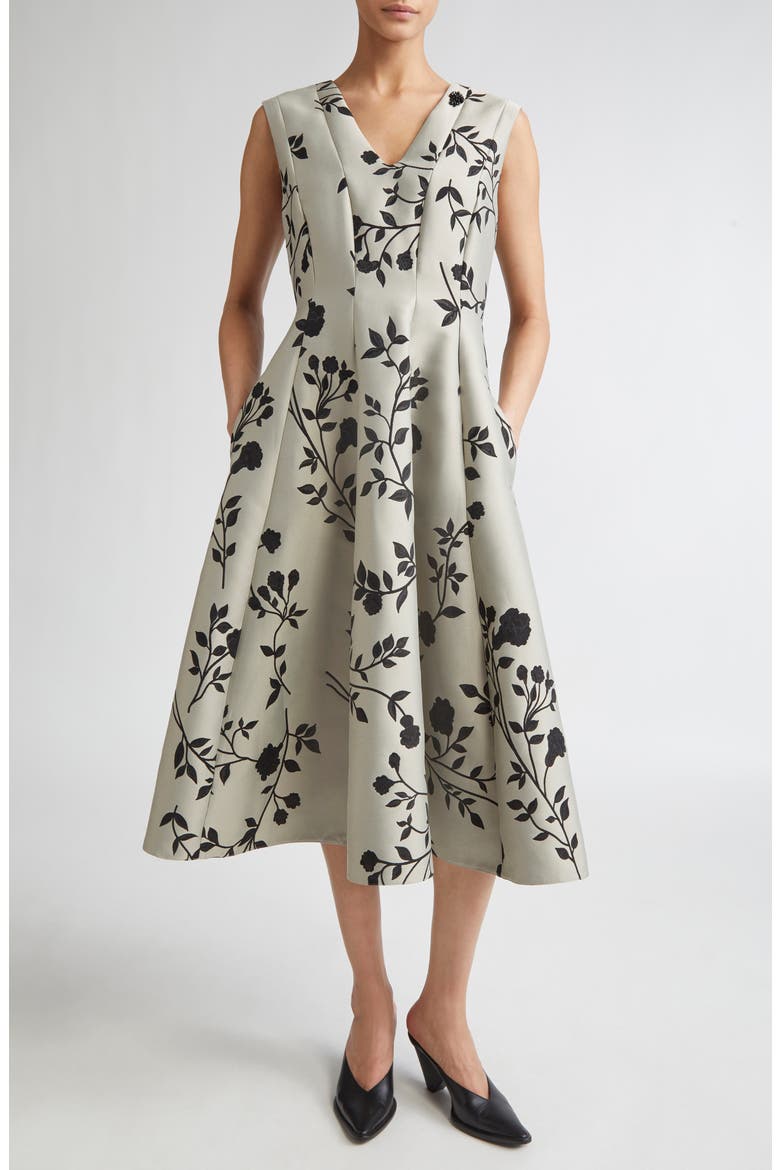 Clea Floral Print Midi Dress, Main, color, ECRU