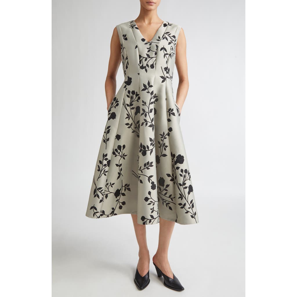 Max Mara Clea Floral Print Midi Dress In Neutral