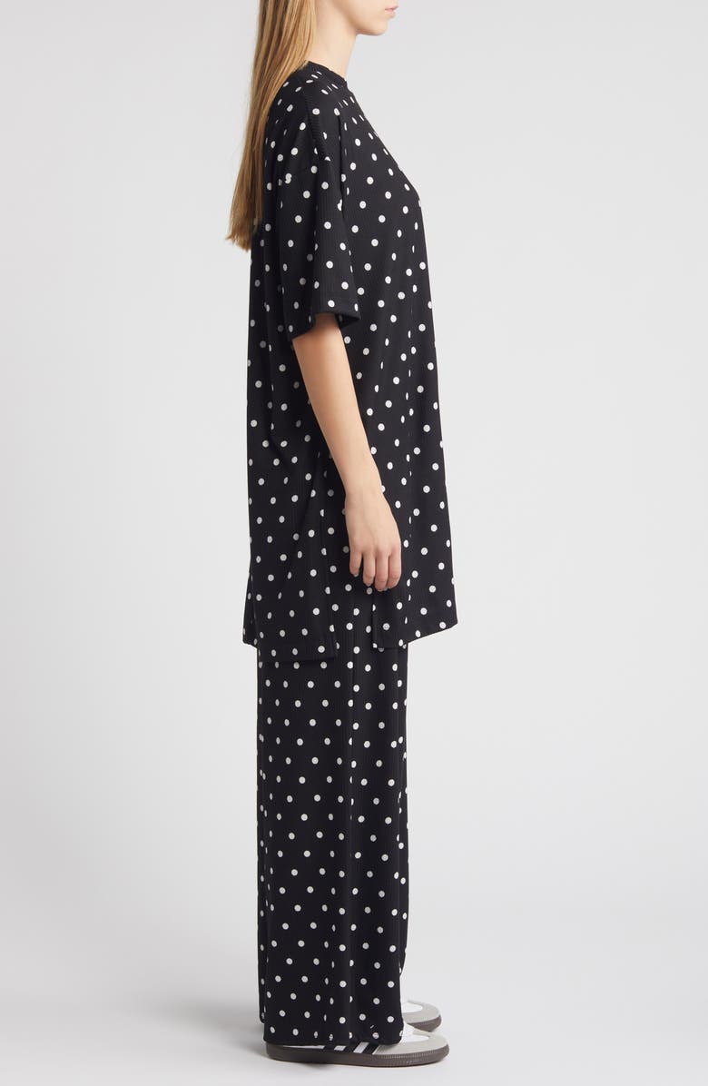 Dressed in Lala Leveled Up Plissé Tunic & Wide Leg Pants, Alternate, color, Polka Dot
