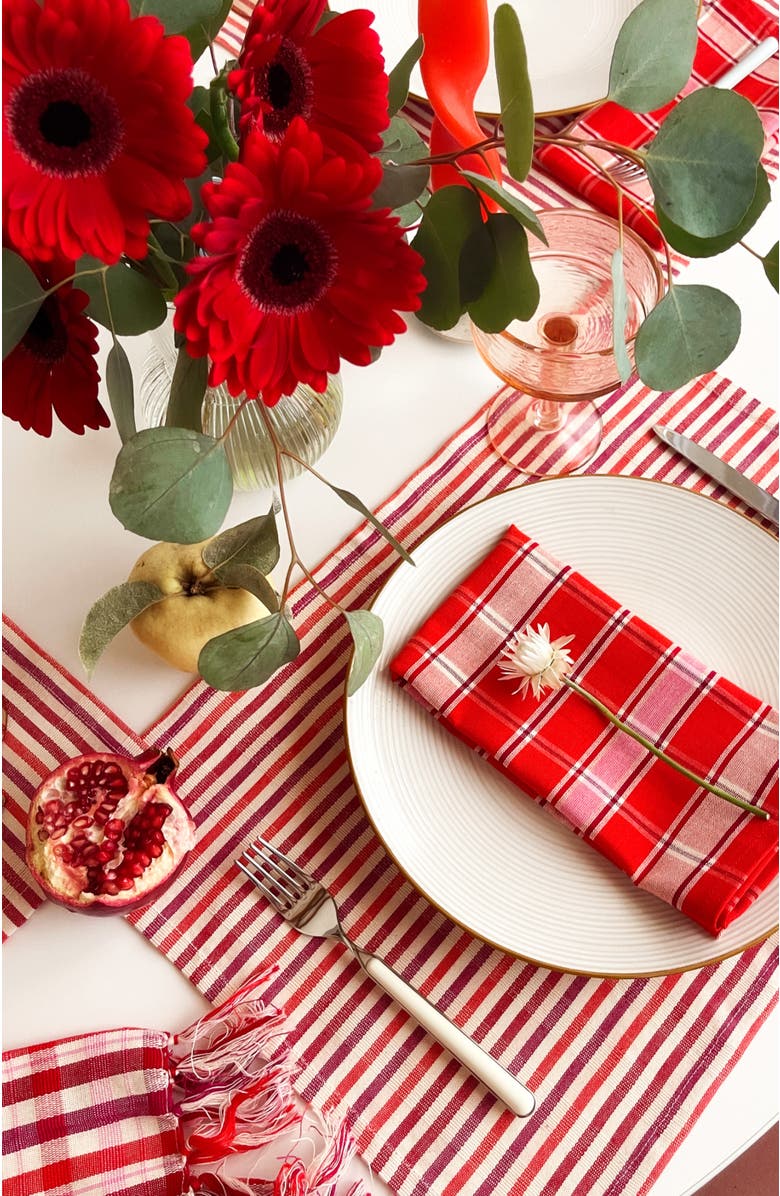 Archive New York Set of 4 Handwoven Holly Cotton Placemat, Alternate, color, Red