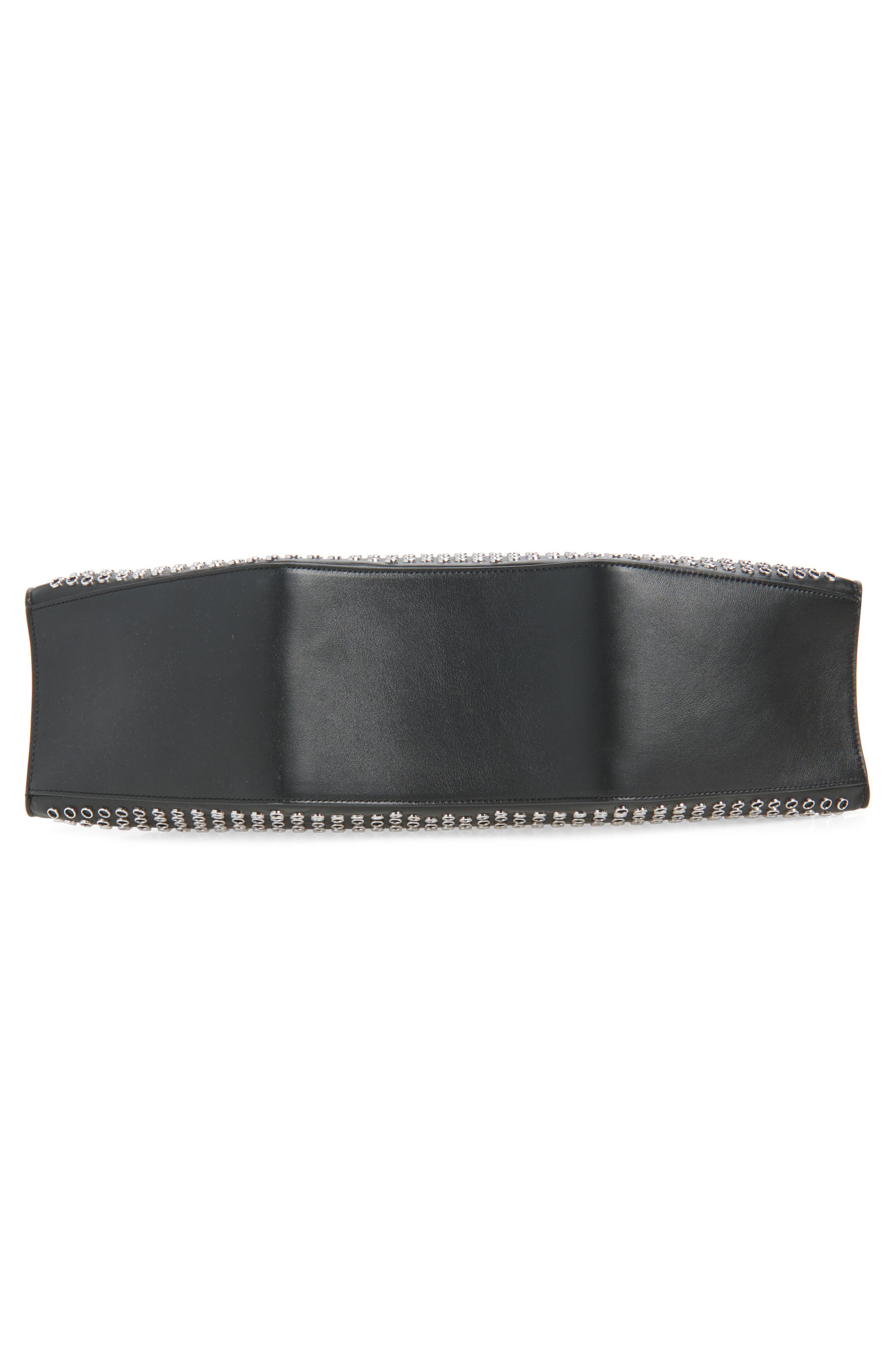 McQueen Medium Manta Grommet Leather Handbag, Alternate, color, Black/ Silver