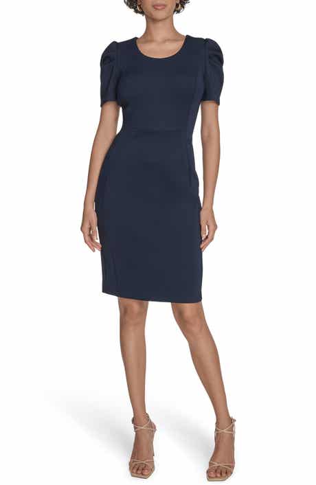 Calvin Klein Puff Sleeve Scuba Sheath Dress