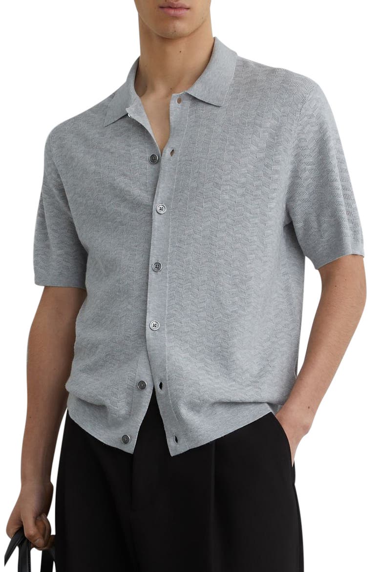 Phoenix Chevron Knit Wool Full Button Cardigan, Main, color, SOFT GREY