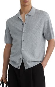 Reiss Phoenix Chevron Knit Wool Full Button Cardigan