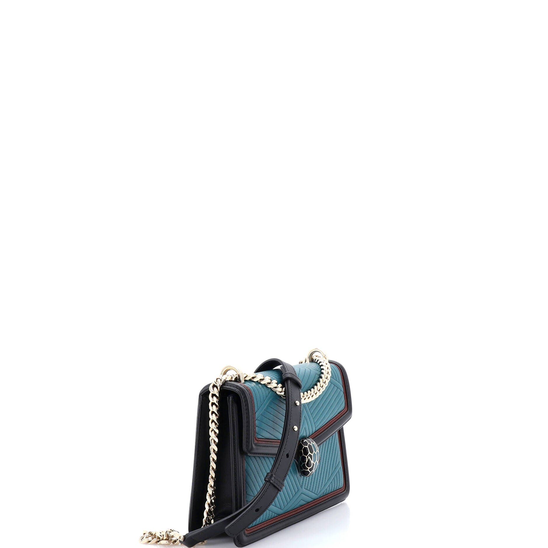 Serpenti Forever Shoulder Bag Quilted Leather Small, Alternate, color, Green