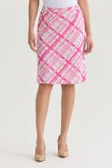 Ming Wang Plaid Knit Straight Skirt
