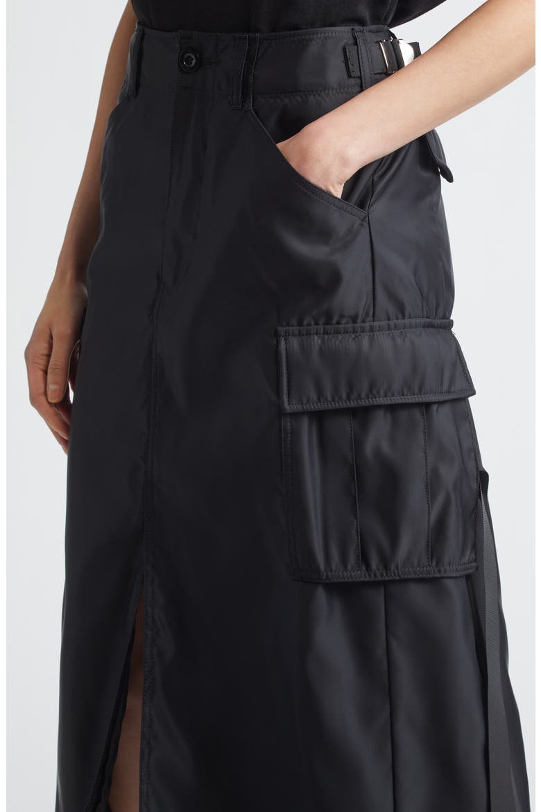 Insulated Nylon Twill & Satin Cargo Skirt, Alternate, color, BLACK