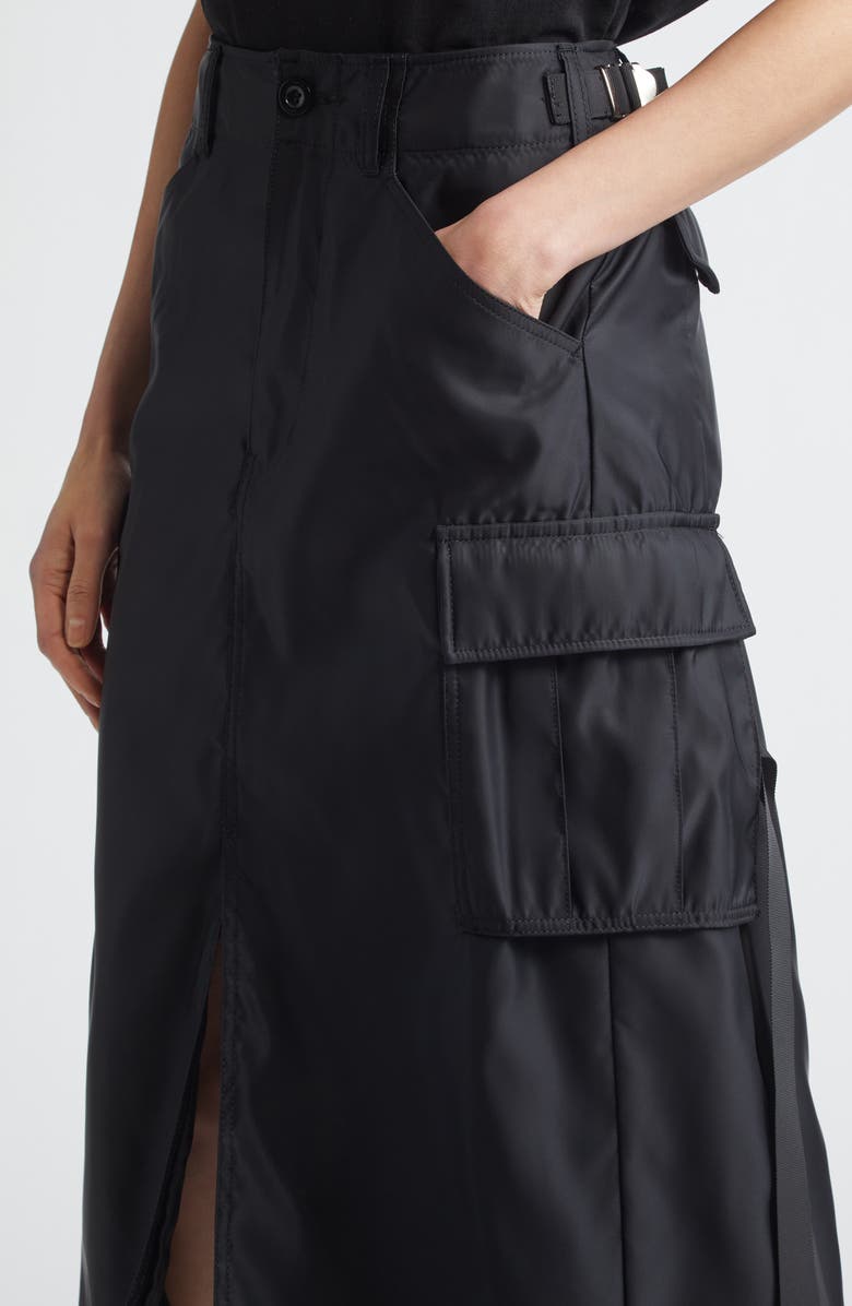 Sacai Insulated Nylon Twill & Satin Cargo Skirt, Alternate, color, Black