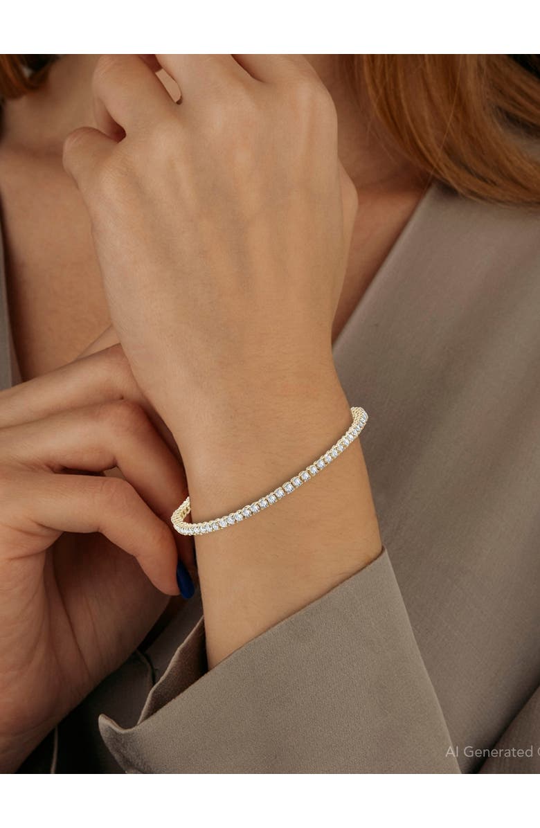 Bliss Diamond 3 Ct Diamond 18K Gold Round Cut Lab Grown Women's Tennis Bracelet 7", Alternate, color,