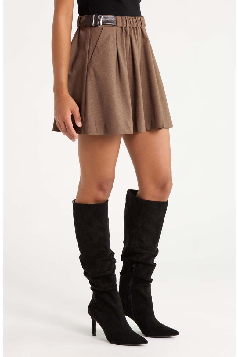 Buckle Miniskirt, Alternate, color, DARK BROWN