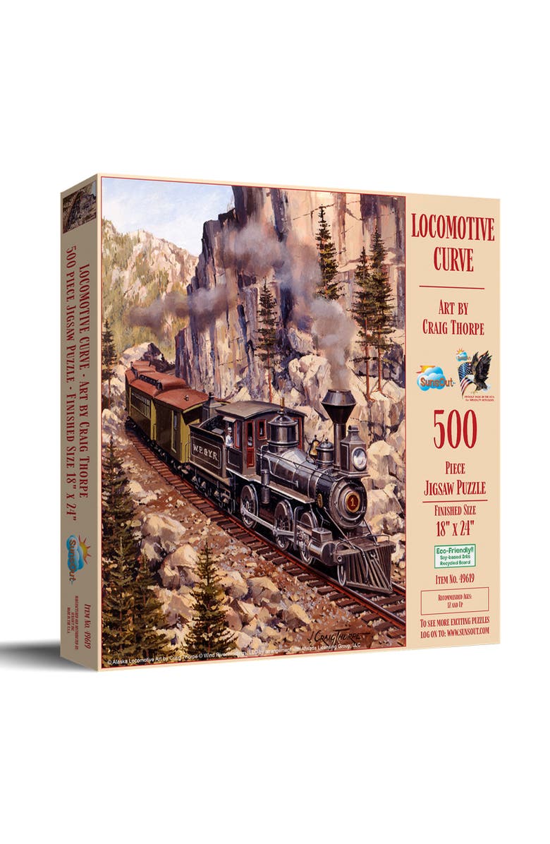 Sunsout Locomotive Curve 500 piece Jigsaw Puzzle for Adults, Main, color, Multicolor