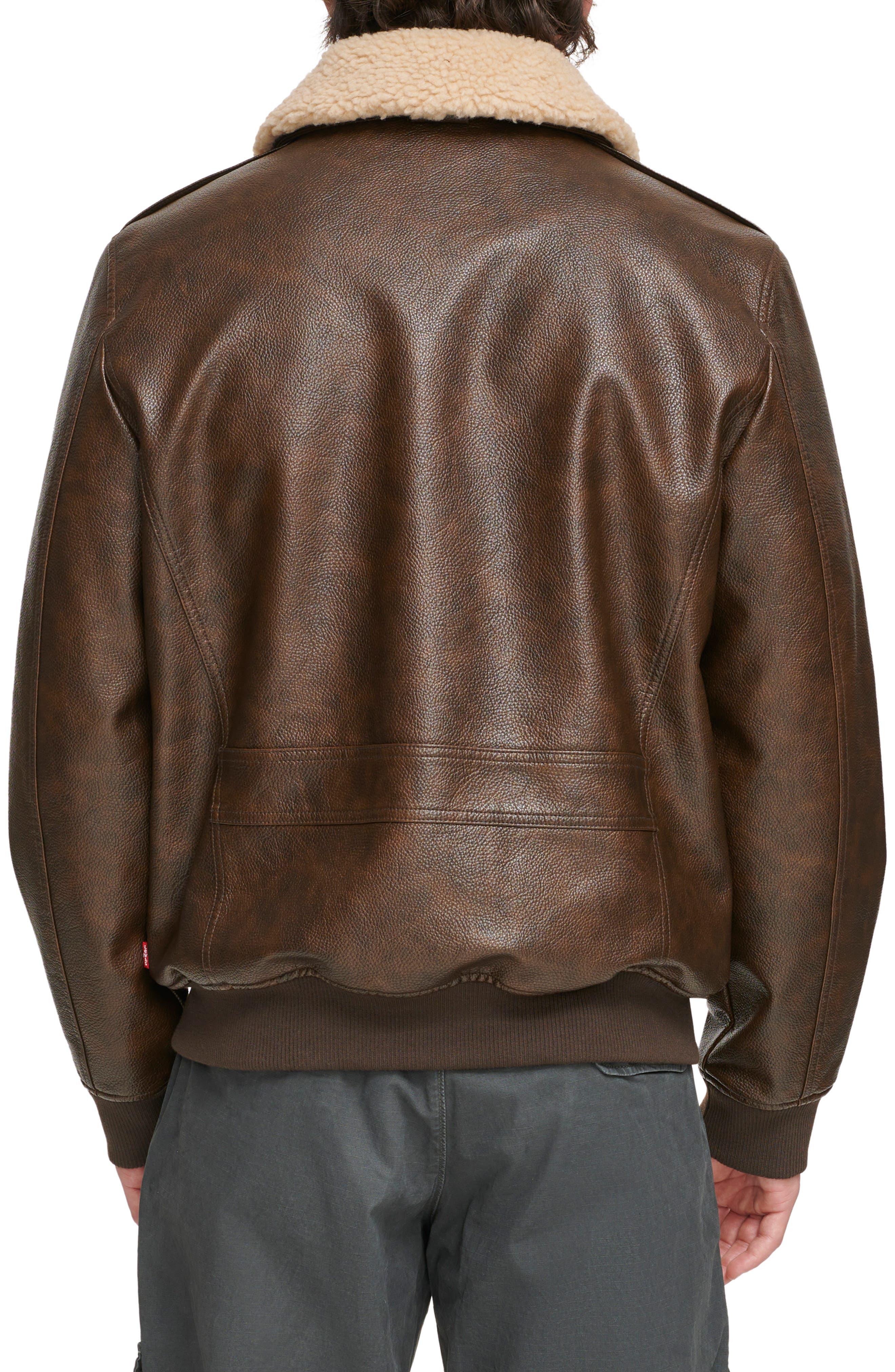 Faux Leather & Faux Shearling Bomber Jacket - image 4