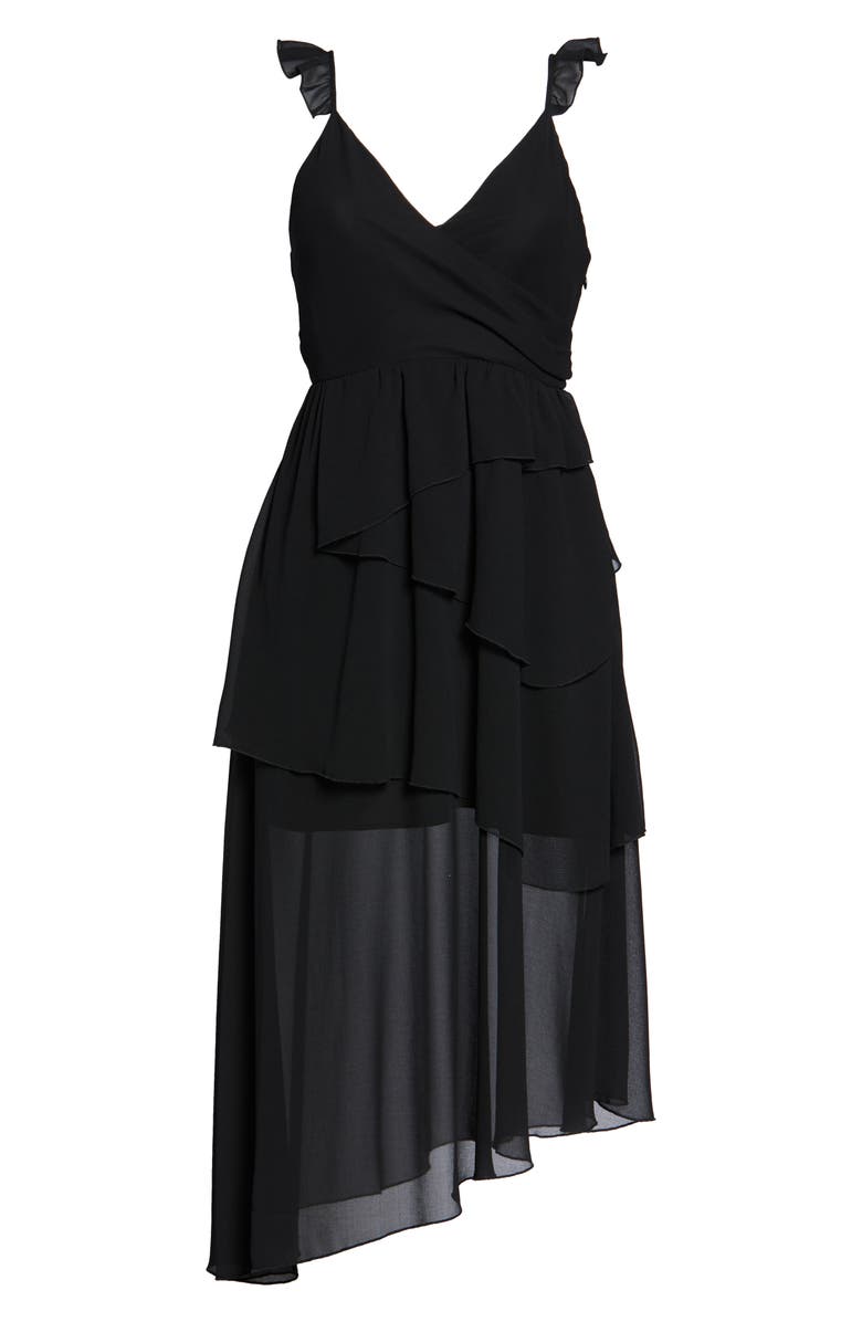 Bellevue The Label Alice Sheer Detail Asymmetrical Hem Dress, Alternate, color, 